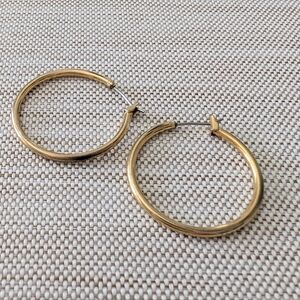 Gold Tone Hoop Earrings Vintage 1" Classic Timeless Circle